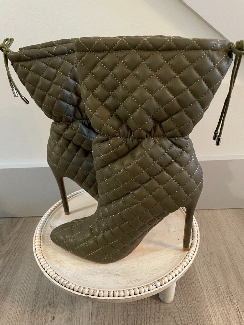 Olive Quilted Booties